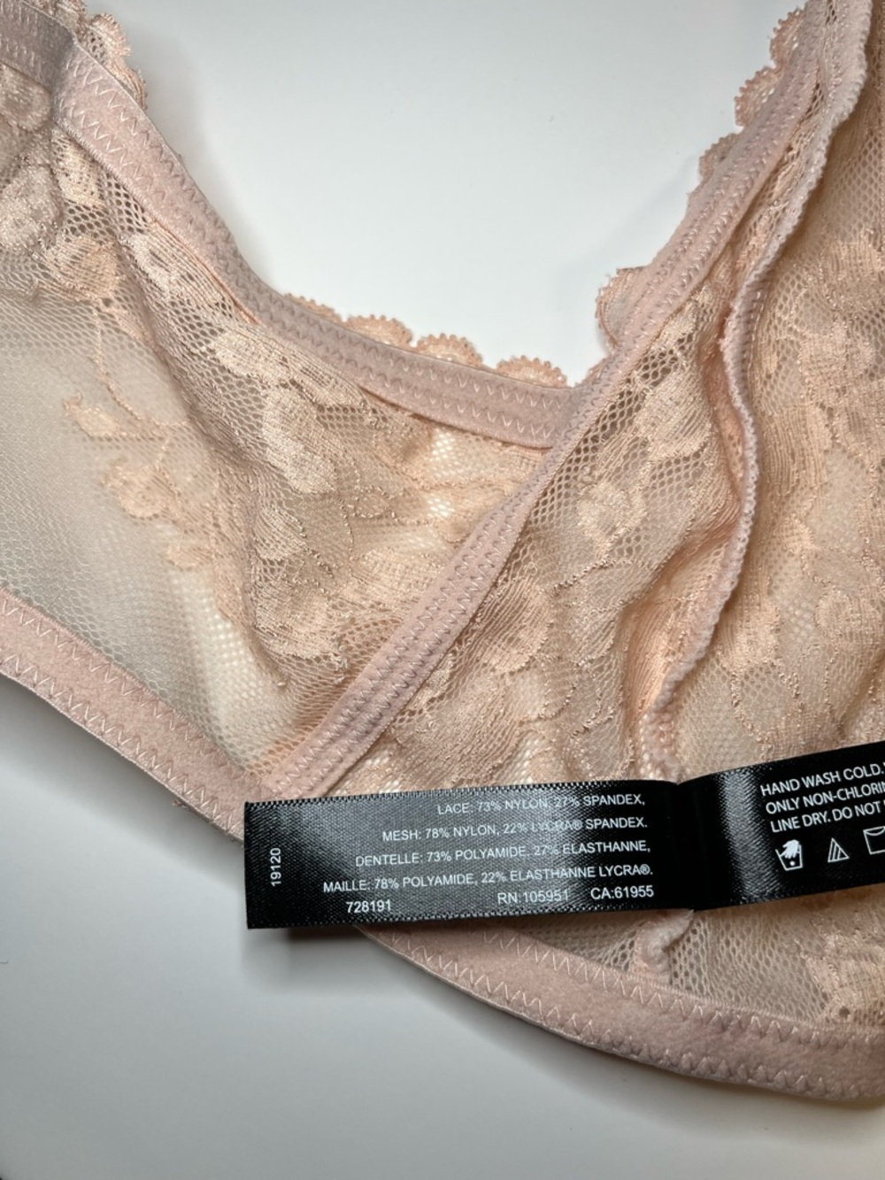 Natori Blush Pink Lace Underwire Bra Front Closure, size 34C - Picture 7 of 7